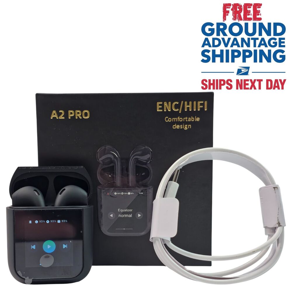 Wireless Earbuds Bluetooth 5.3 HiFi ENC Noise Cancelling LED Display Case Black